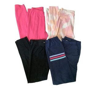 Girls Leggings Bundle 14/16 Pink, Black, Navy, and Pastel Tie-Dye. Preloved